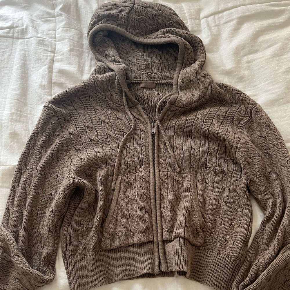 brown brandy Melville sweater zip up